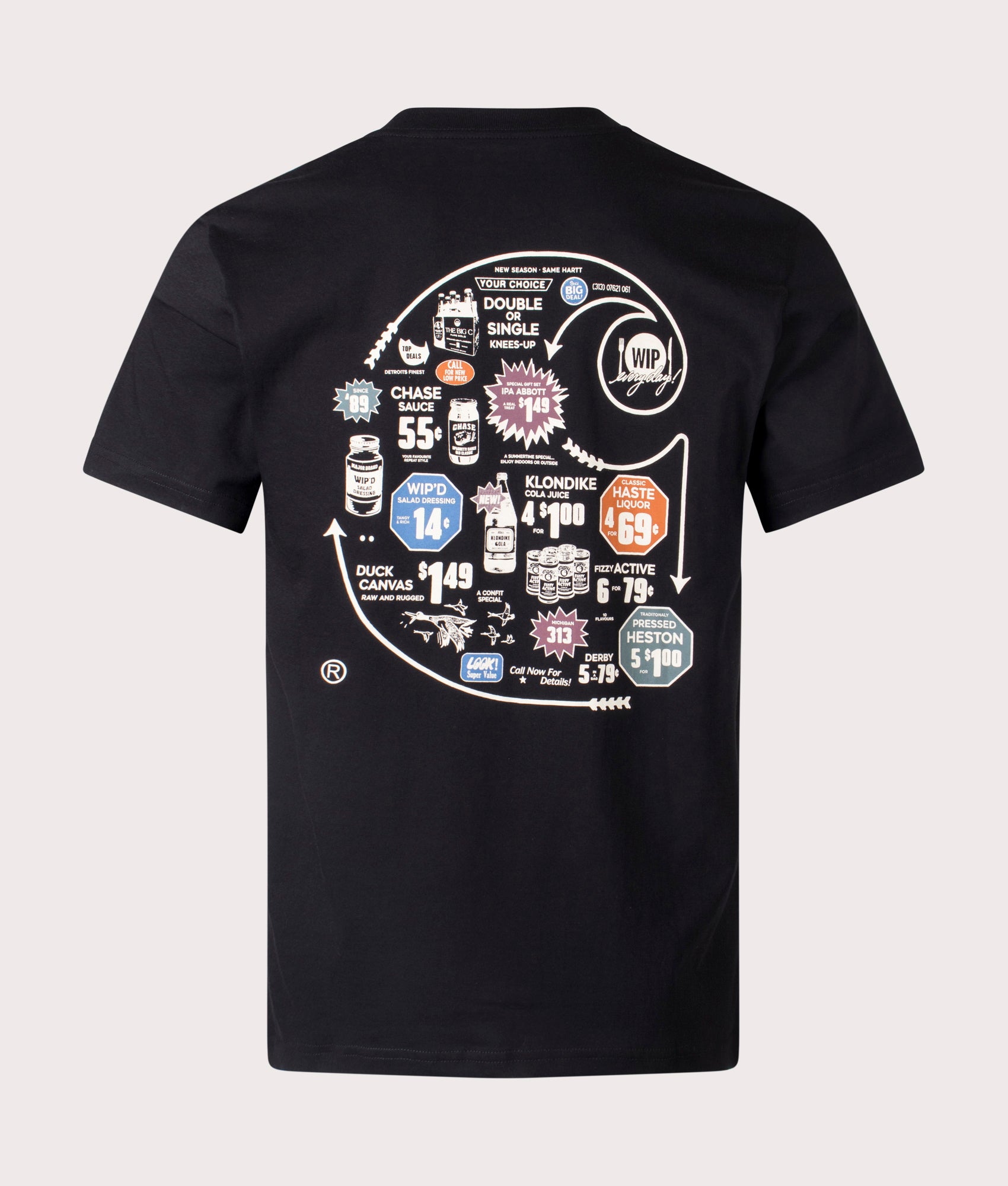 Carhartt WIP Catalogue C Logo T-Shirt in Black, 100% cotton at EQVVS. Back shot. 