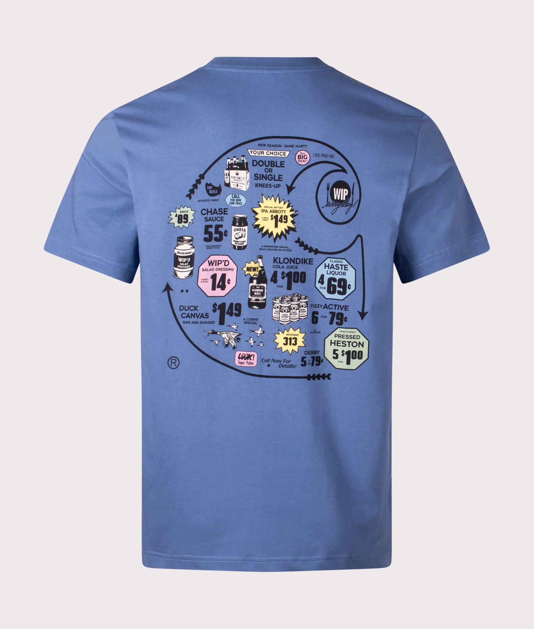 Carhartt WIP Catalogue C Logo T-Shirt in Blue Iris, 100% cotton at EQVVS. Back shot. 