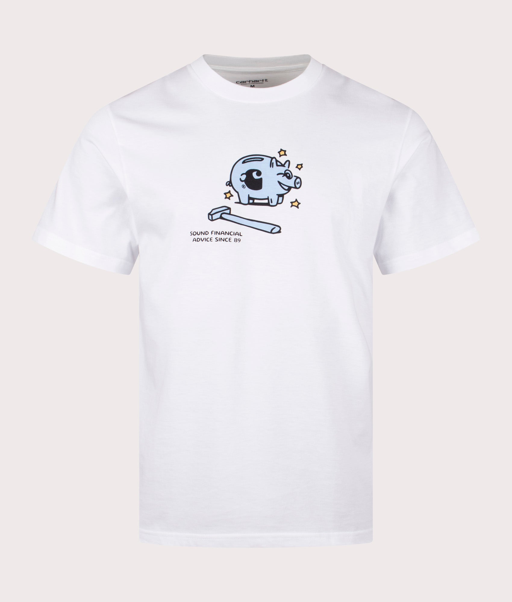 Carhartt WIP Piggybank T-Shirt in White, 100% cotton at EQVVS. Front shot. 