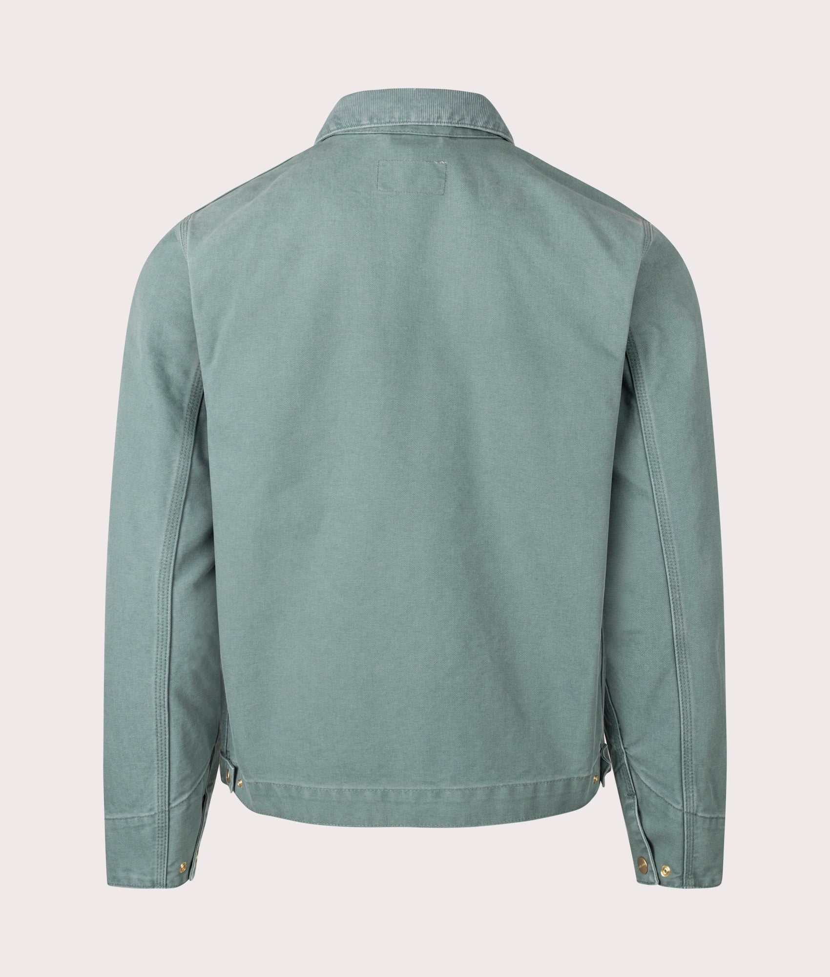 Carhartt WIP Detroit Jacket in Silver Pine, 100% Cotton at EQVVS. Back shot. 