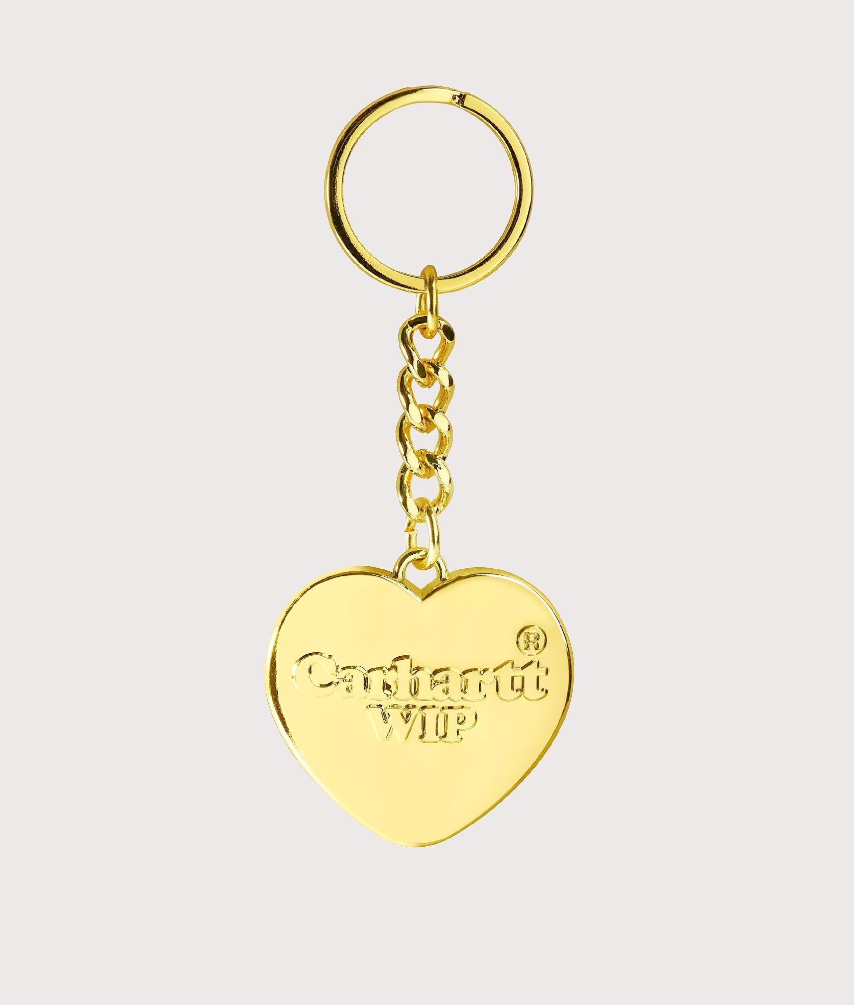 Carharrt WIP  Heart Keychain in Gold. Shot at EQVVS.  Front shot 