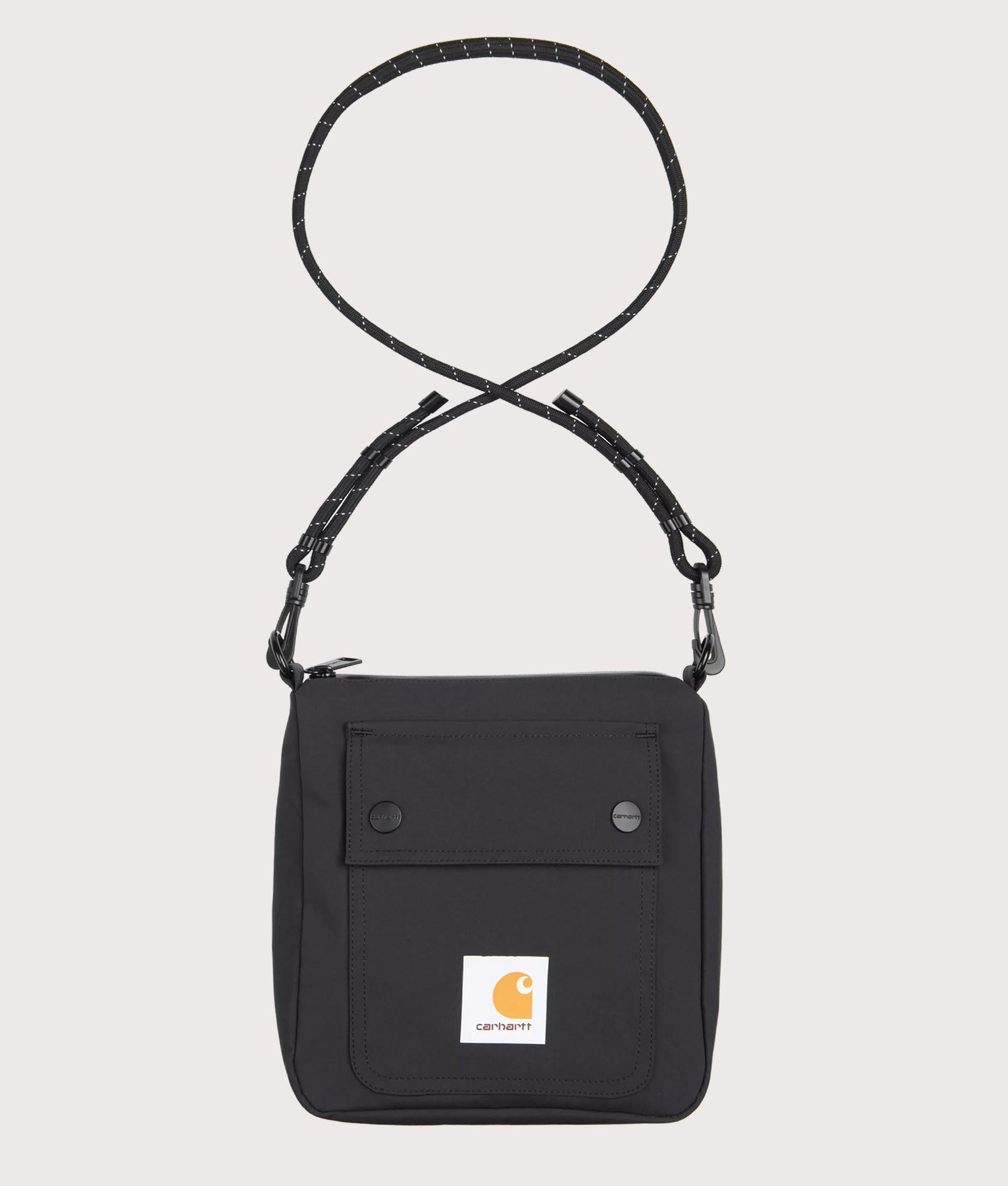 Carhartt WIP Bowden Shoulder Bag in  Black at EQVVS Menswear. Front shot.
