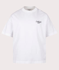 Boxy Loose Fit Signature Script T-Shirt: 00AXX White/Black 
