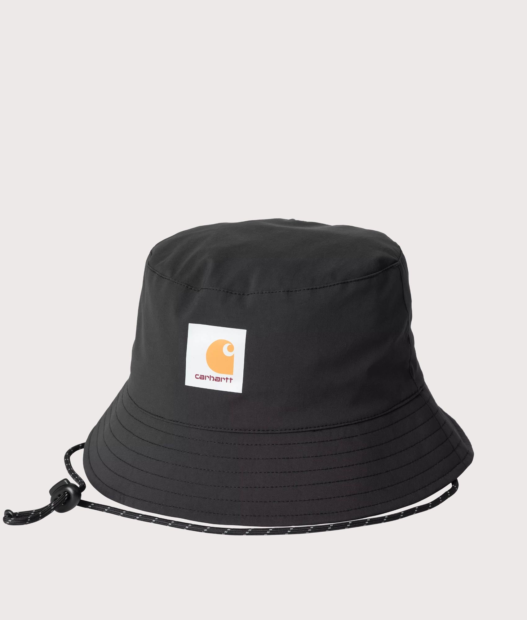 Carhartt WIP Bowden Bucket Hat in Black at EQVVS menswear. Front shot.