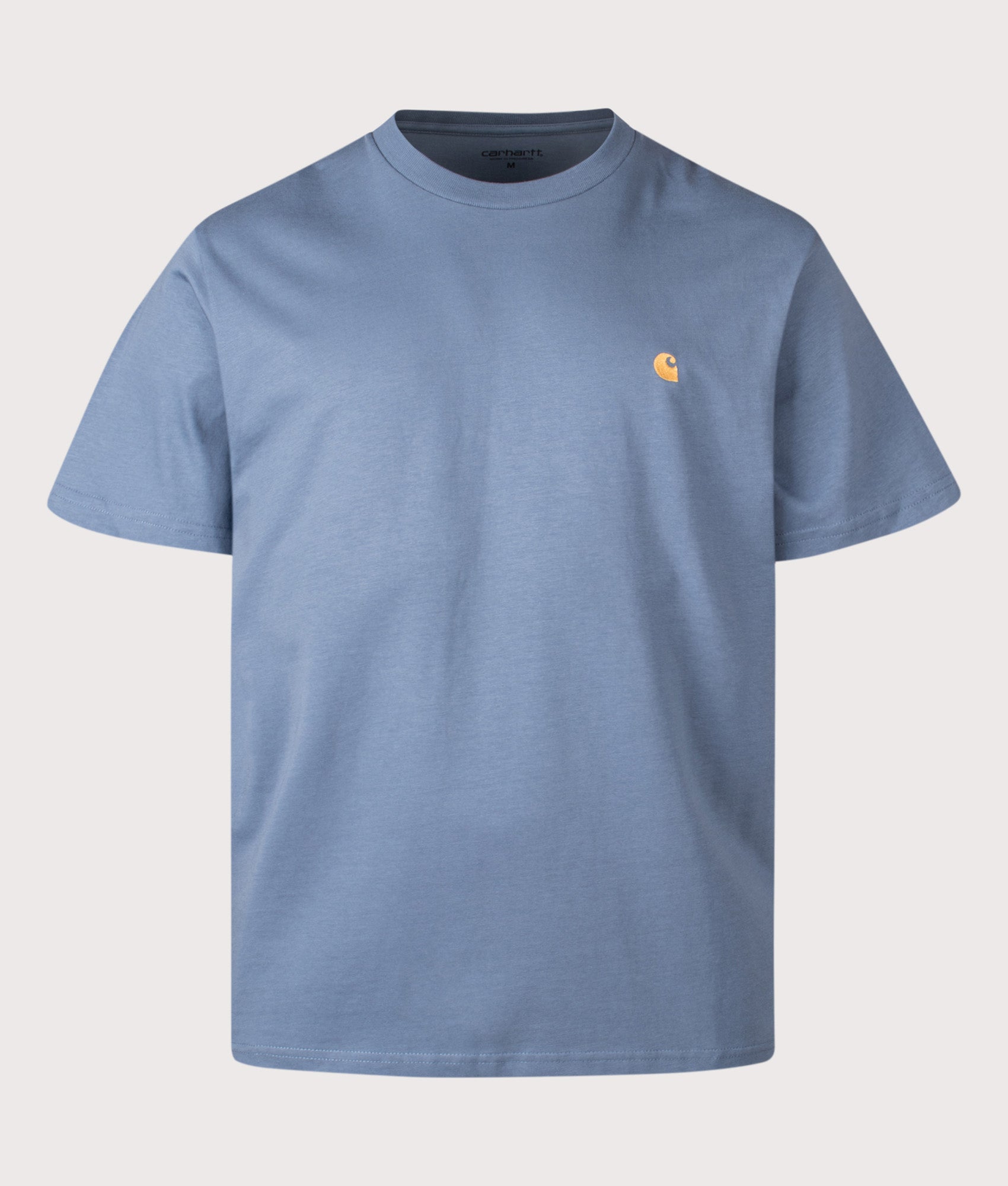 Carhartt WIP Loose Fit Chase T-Shirt in Angelite/Gold at EQVVS Menswear. Front shot.