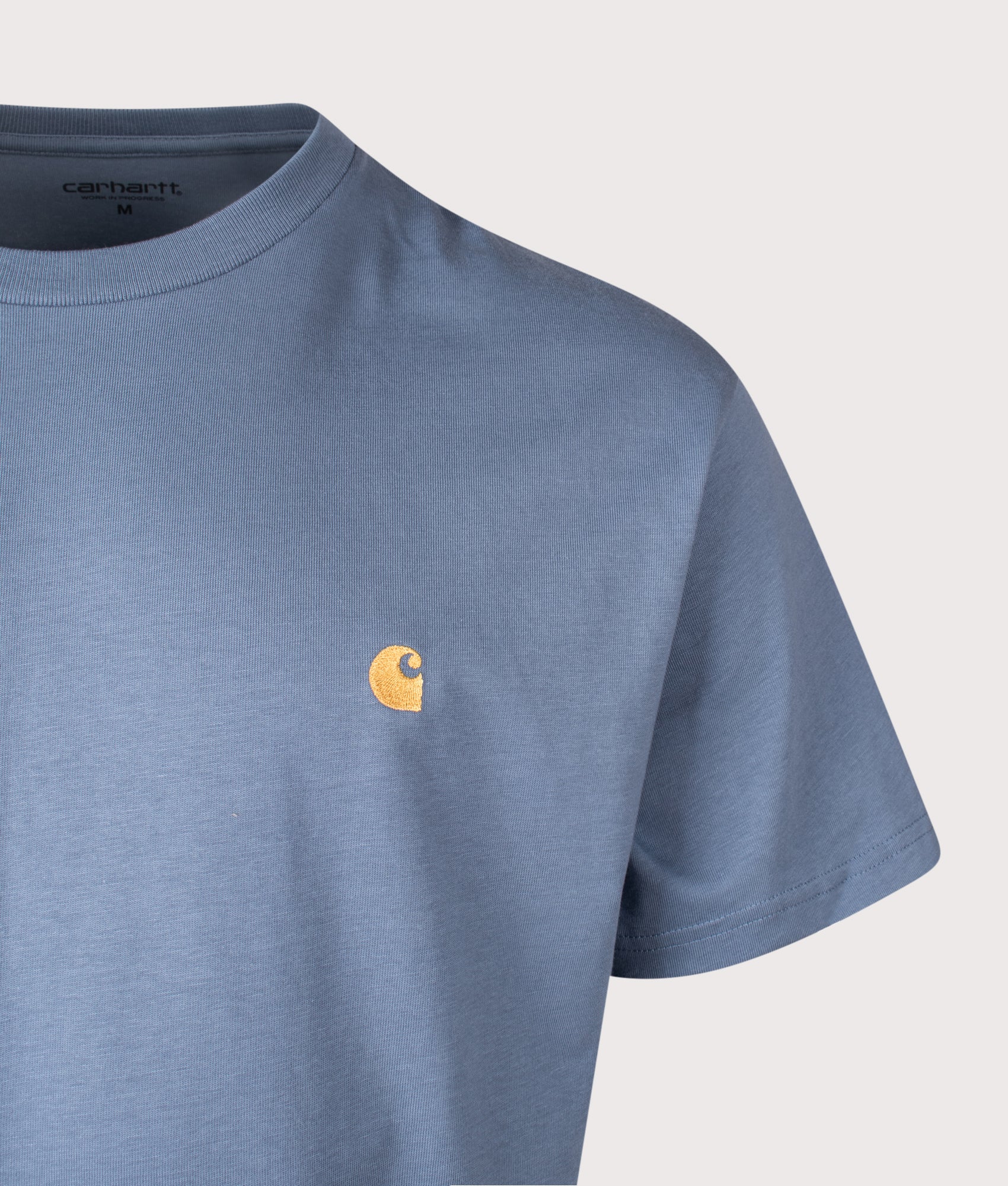 Relaxed Fit Chase T-Shirt in Angelite/Gold | 100% Cotton | Carhartt WIP | EQVVS | Front detail shot 