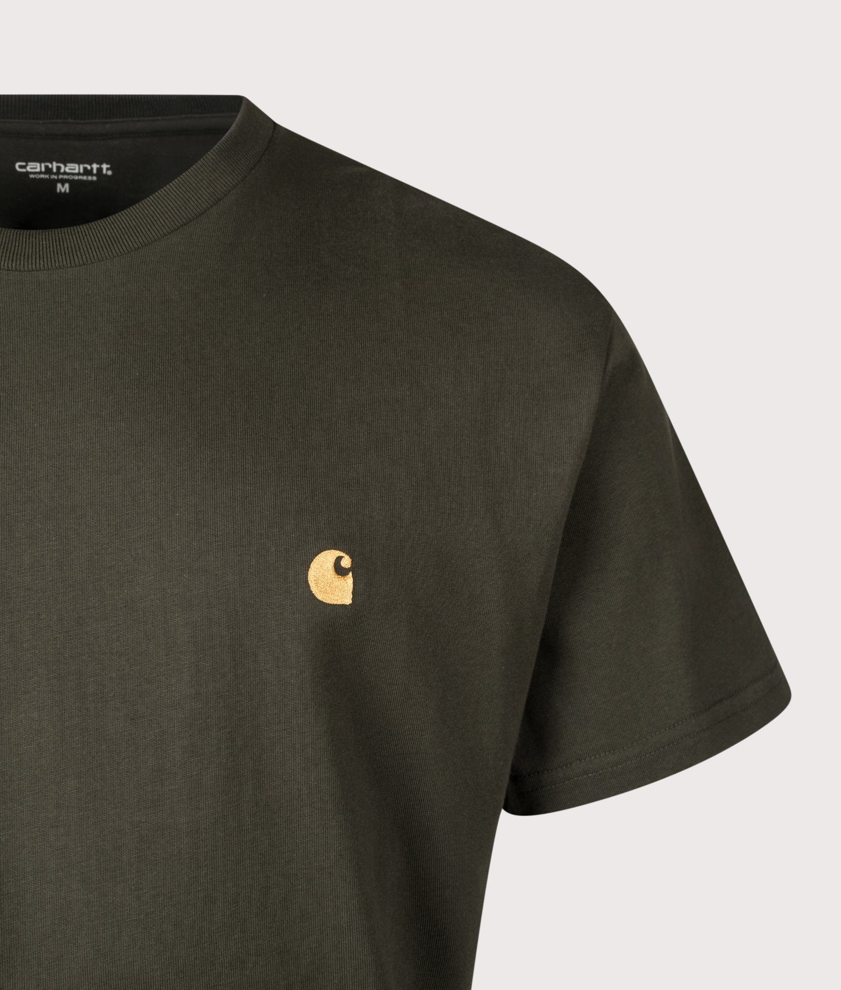 Relaxed Fit Chase T-Shirt in Olive/Gold | 100% Cotton | Carhartt WIP | EQVVS | Front detail shot 