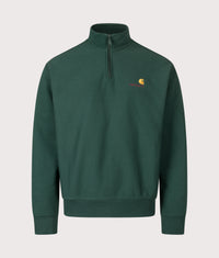 Relaxed Fit Half Zip American Script Sweatshirt: 05AXX Dark Fir 