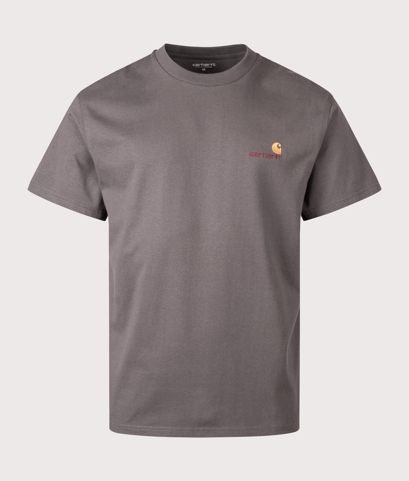 Relaxed Fit American Script T-Shirt in Porphyry. 100% Organic Cotton | Carhartt WIP | EQVVS | Front shot 