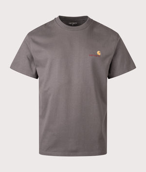 Relaxed Fit American Script T-Shirt in Porphyry. 100% Organic Cotton | Carhartt WIP | EQVVS | Front shot 