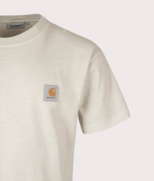 Carhartt WIP Vista T-Shirt in Fleur De Sel at EQQVS Menswear. Detail shot.