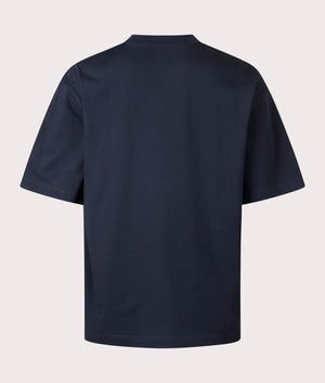 Carhartt WIP Signature Script T-Shirt in Deep Night/Glassy Pink at EQVVS Menswear. Back shot.