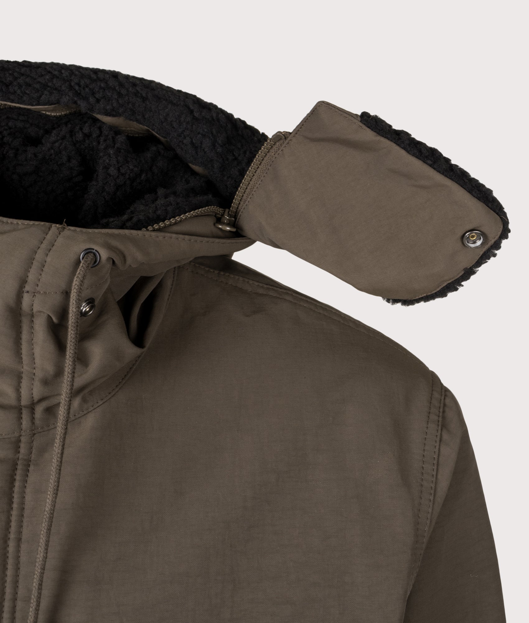 Siberia Parka in Vitola | Carhartt WIP | EQVVS | Front collar flap shot 