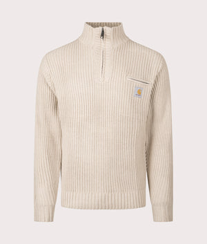 Detroit Half Zip Sweater in Fleur De Sel | Carhartt WIP | EQVVS | Front shot 