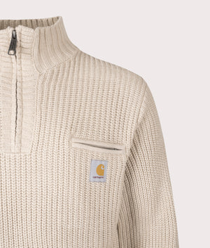 Detroit Half Zip Sweater in Fleur De Sel | Carhartt WIP | EQVVS | Front detail shot 