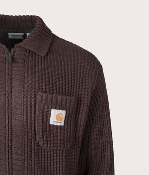 Chore Knit Jacket in Palisander | Carhartt WIP | EQVVS | Front detail shot 