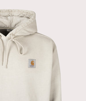 Carhartt WIP The Hooded Vista Sweatshirt  in the Fleur De Sel at EQVVS Menswear. Detail Shot.