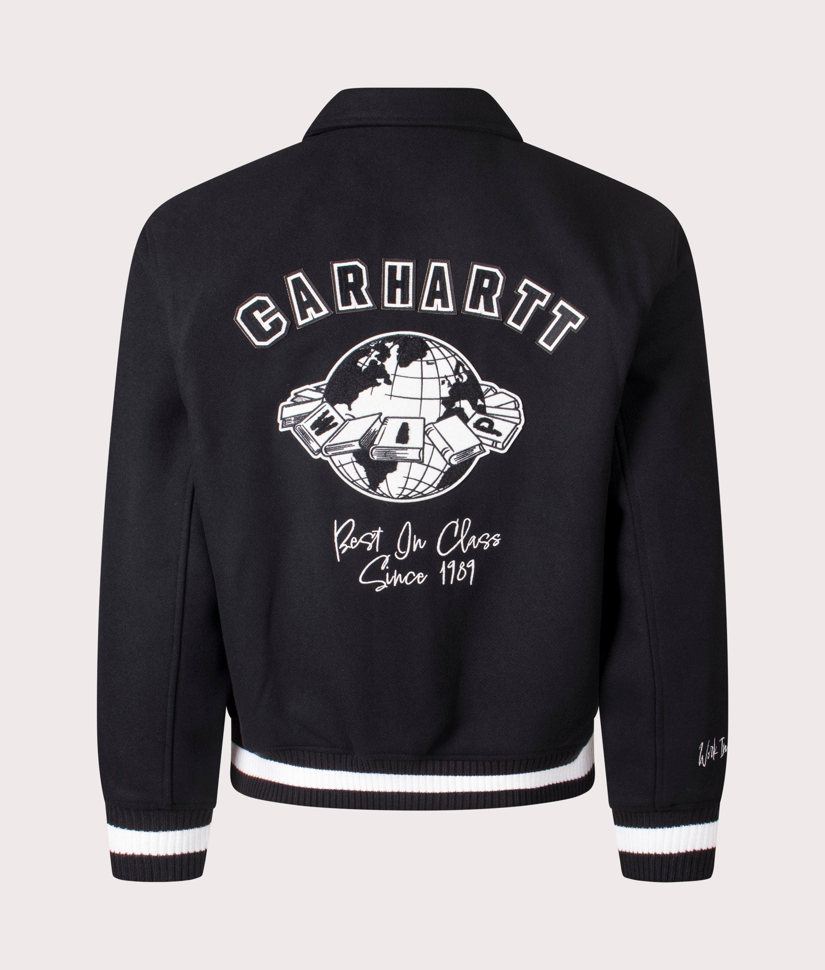 Carhartt WIP World Class Varsity in Black at EQVVS Menswear. Back Shot.