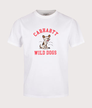 Relaxed Fit Wild Dog T-Shirt in White | 100% Cotton | Carhartt WIP | EQVVS | Front shot 
