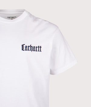 Relaxed Fit Schooling T-Shirt in White. 100% Cotton | Carhartt WIP | EQVVS | Front detail shot 