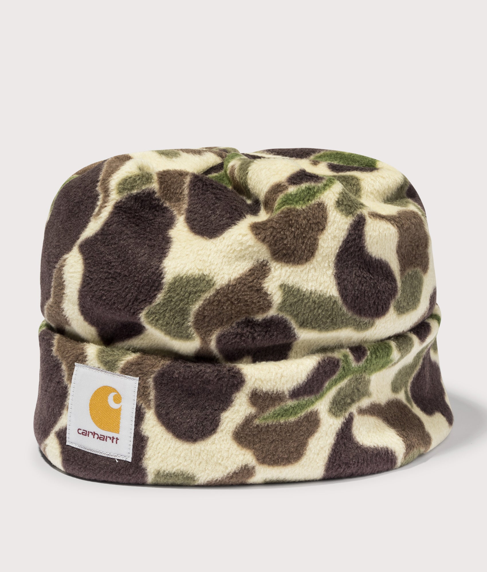 Expedition Beanie in Camo Duck Green | Carhartt WIP | EQVVS | Front angle shot 