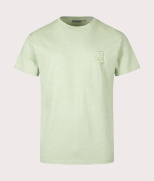 Carhartt WIP Helix Redux T-Shirt in Pale Olive. Front shot. 