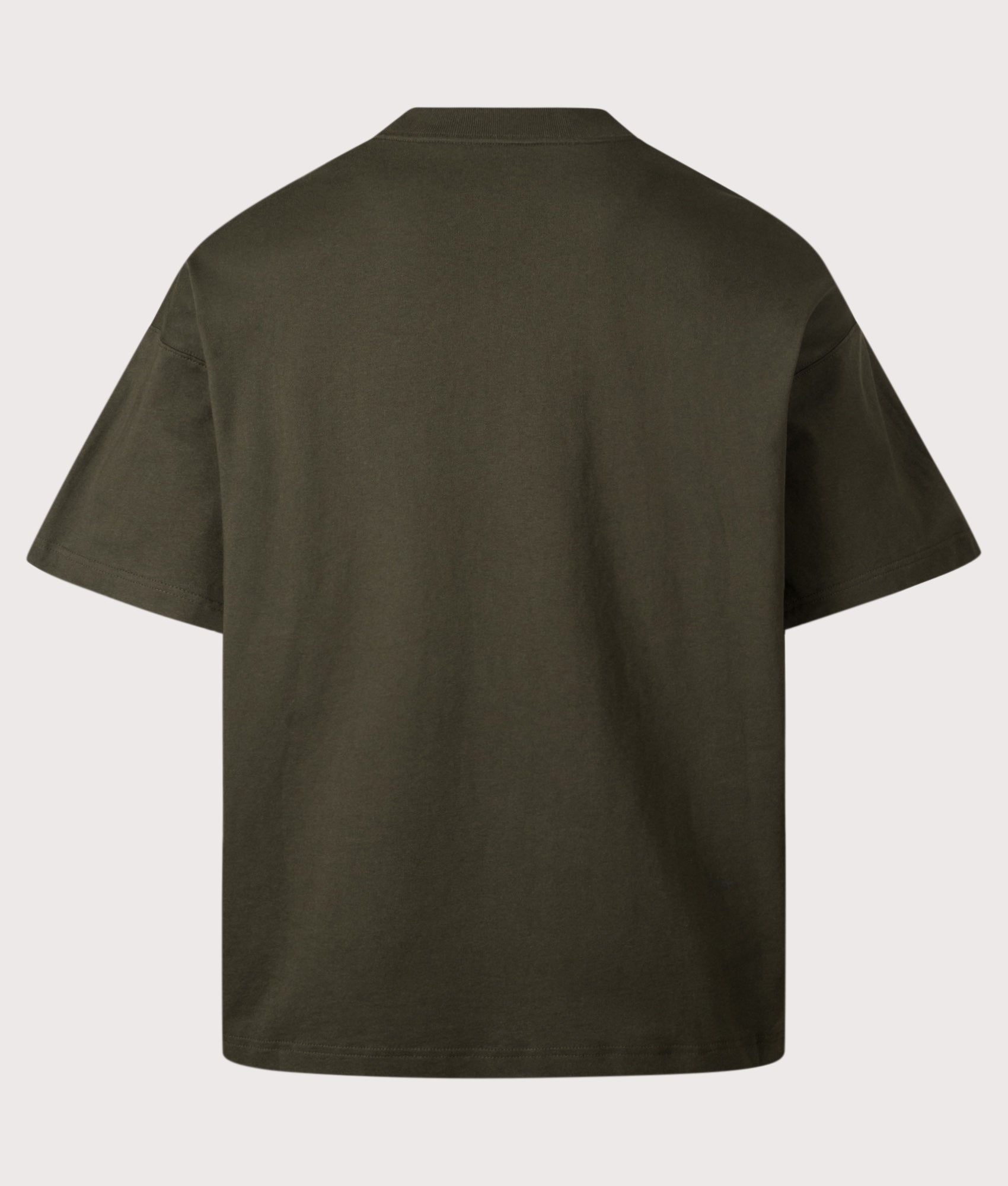 Carhartt WIP Boxy Loose Fit Work Pocket T-Shirt in Olive at EQVVS Menswear. Back shot.