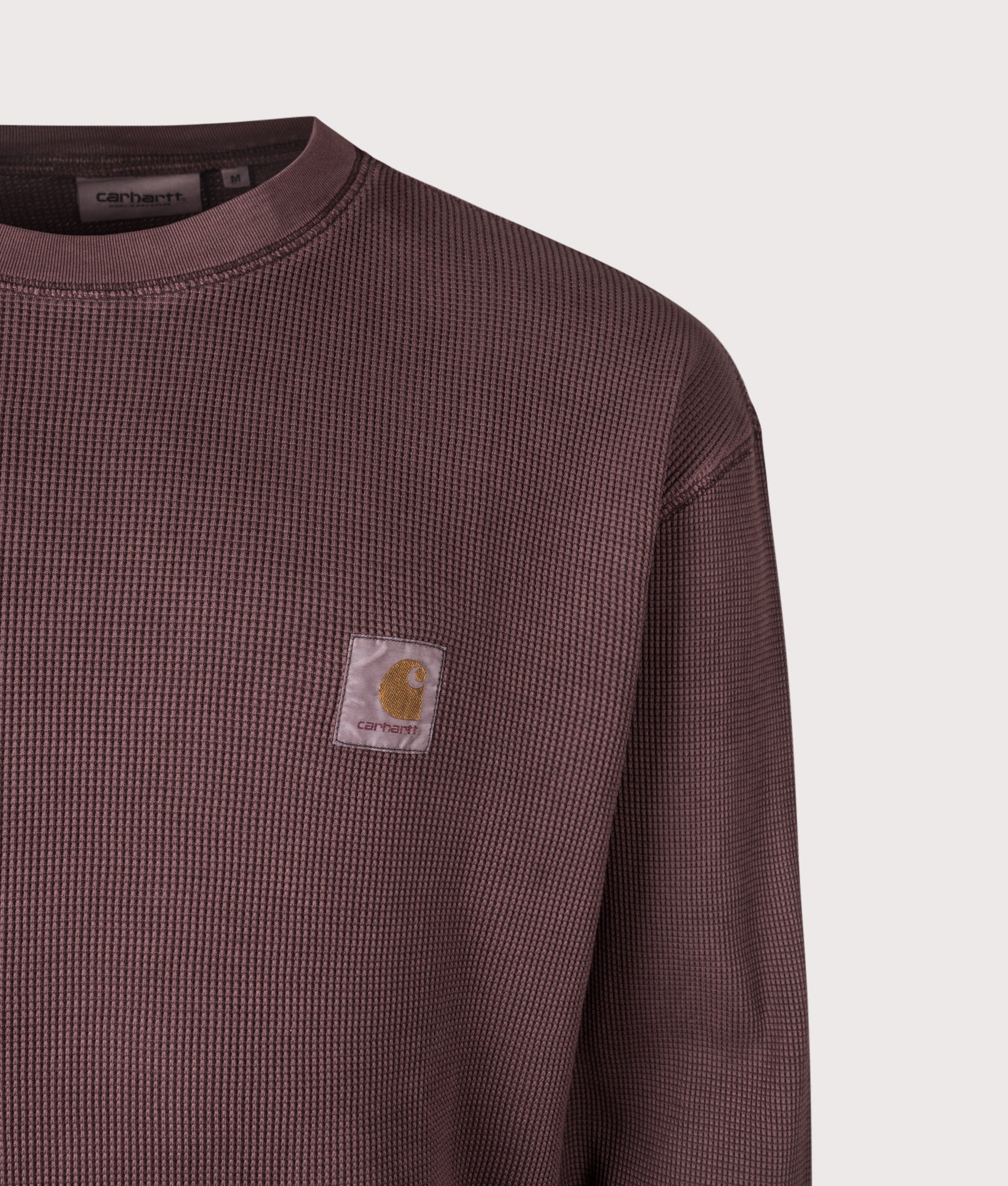 Relaxed Fit Long Sleeve Vista Waffle T-Shirt by Carhartt WIP in Palisander. Shot by EQVVS. Detail shot.
