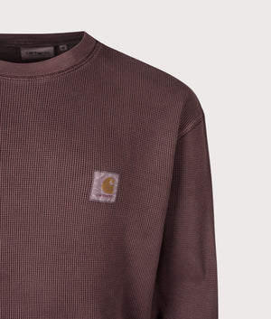 Relaxed Fit Long Sleeve Vista Waffle T-Shirt by Carhartt WIP in Palisander. Shot by EQVVS. Detail shot.