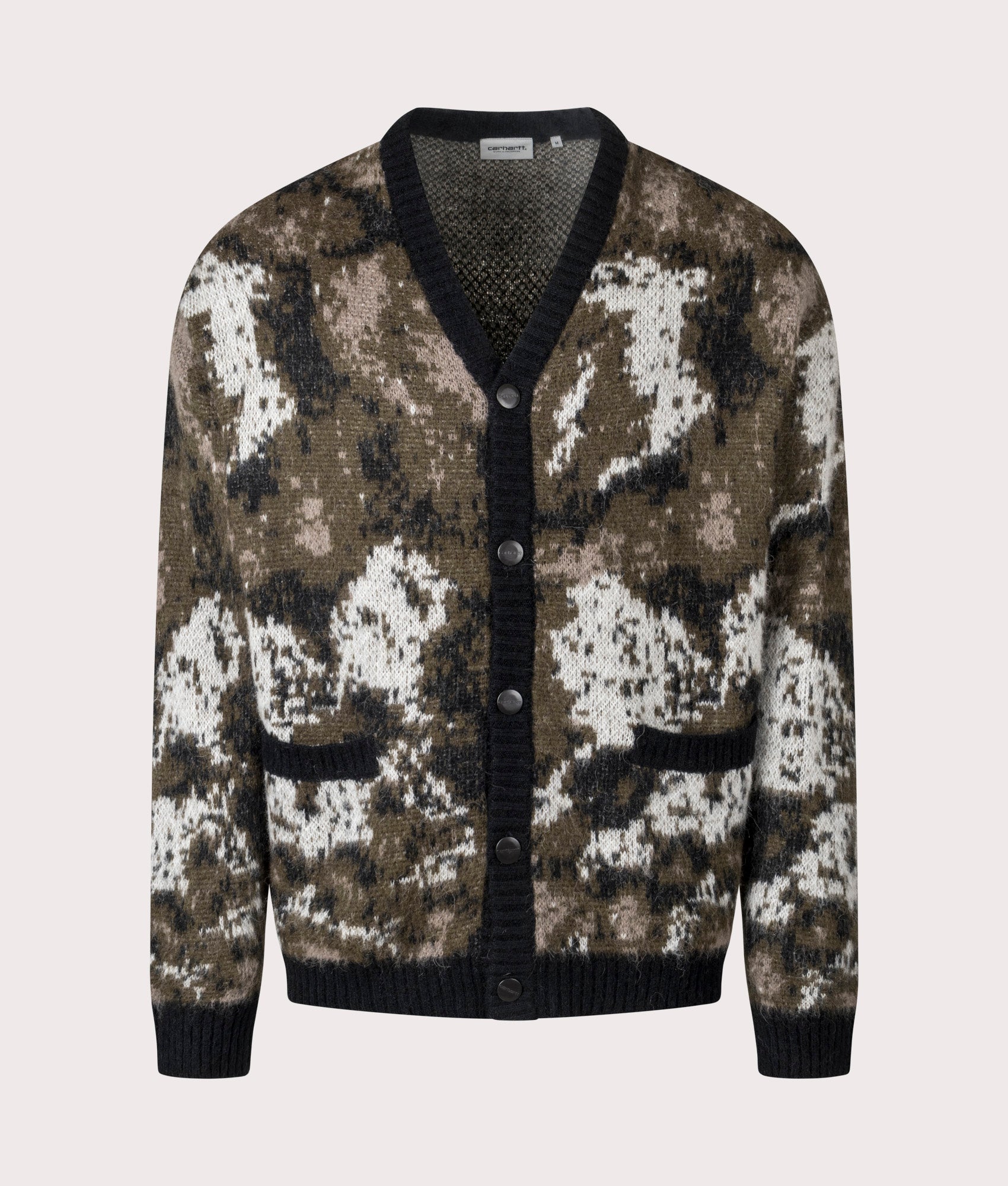 Carhartt WIP Merton Cardigan in Wild Dog Jacquard at EQVVS Menswear. Front Shot.