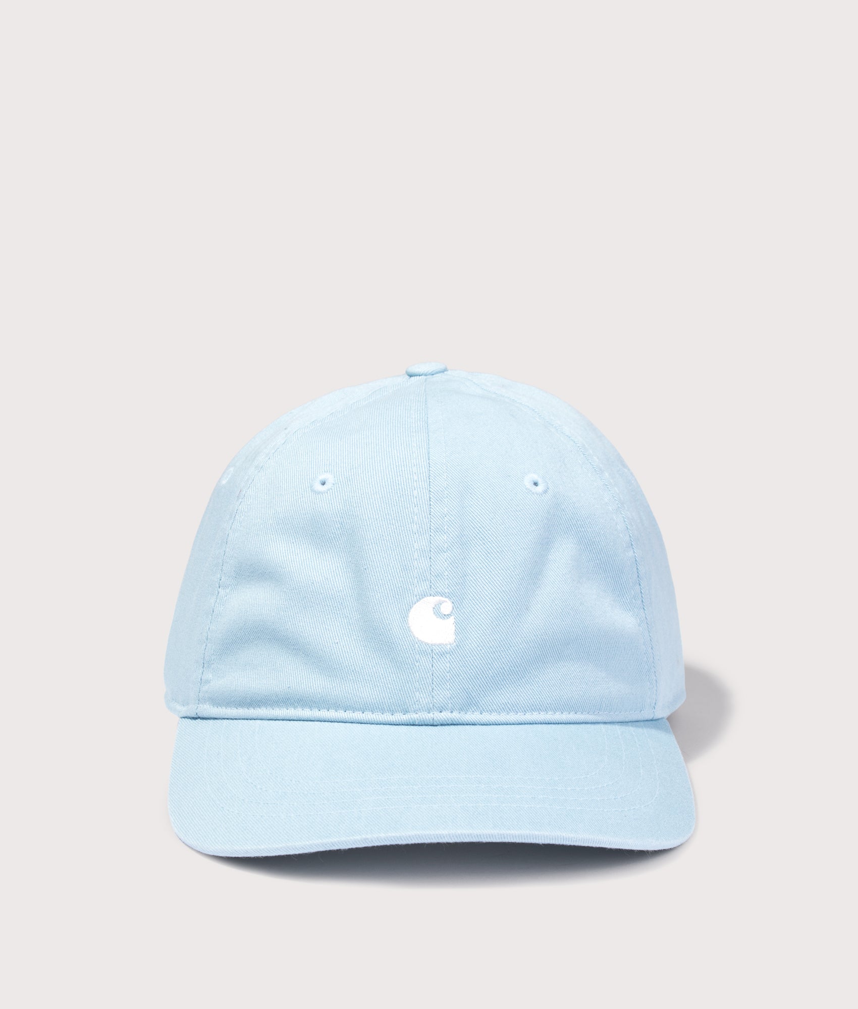 Carhartt WIP Madison Logo Cap in Citadel and Wax at EQVVS Menswear. Front shot.