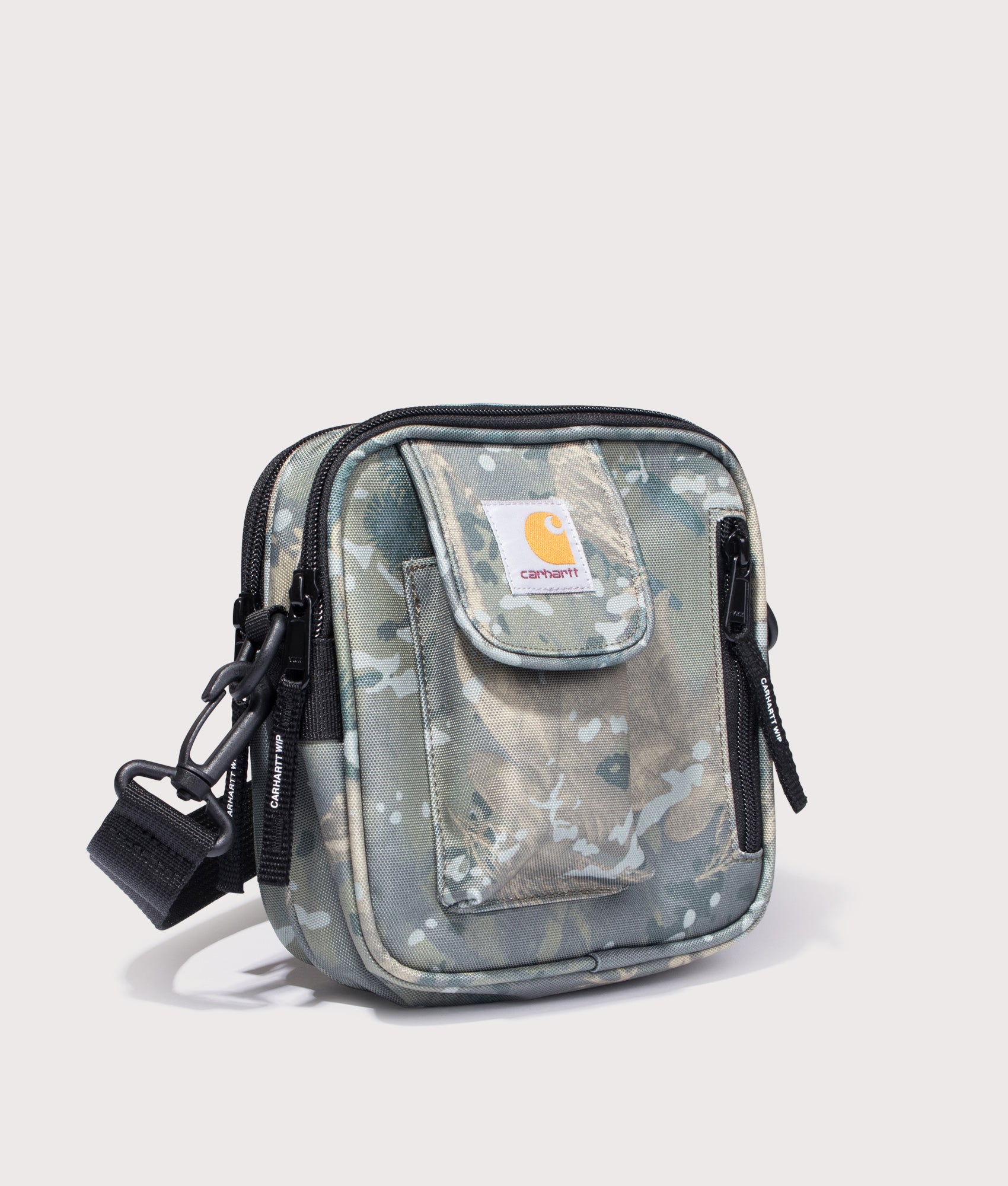 Small Essentials Bag in Camo Combi/Green | Carhartt WIP | EQVVS | Front angle shot 