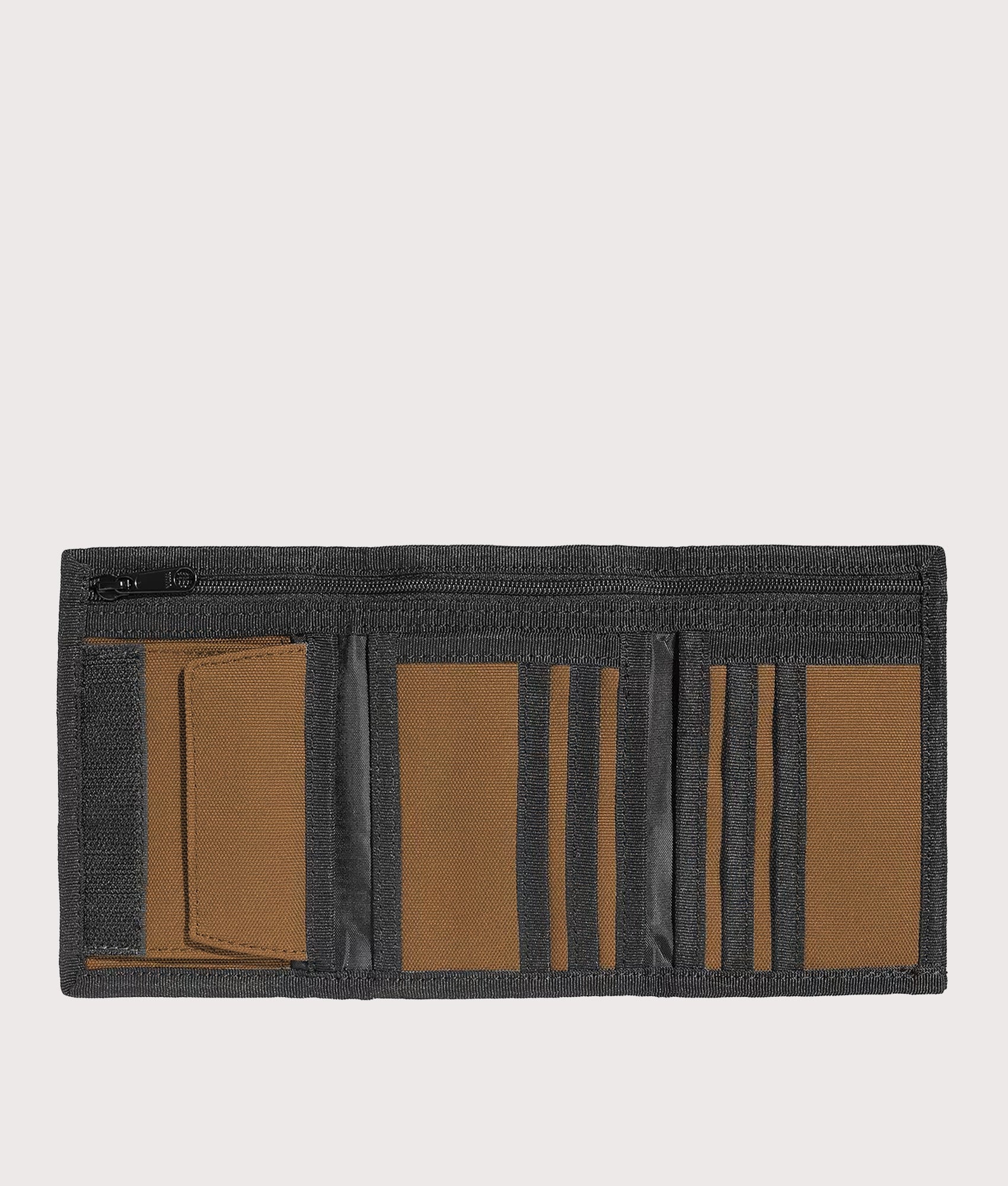 Carhartt WIP Alec Wallet in Hamilton Brown at EQVVS Menswear. Open shot.
