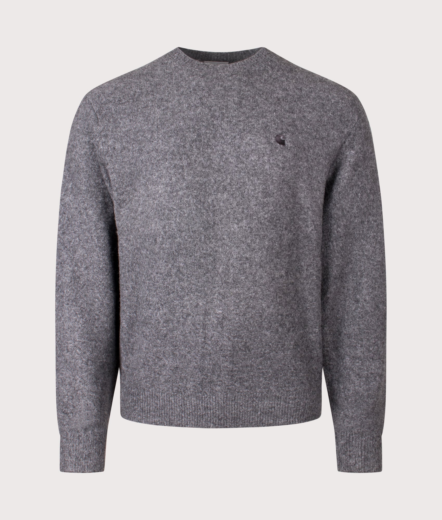 Relaxed Fit Curtis Jumper by Carhartt WIP in Tangled Graphite. Shot by EQVVS. Front shot.