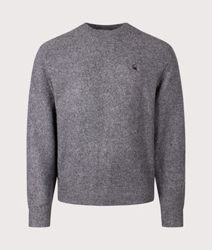 Relaxed Fit Curtis Jumper by Carhartt WIP in Tangled Graphite. Shot by EQVVS. Front shot.