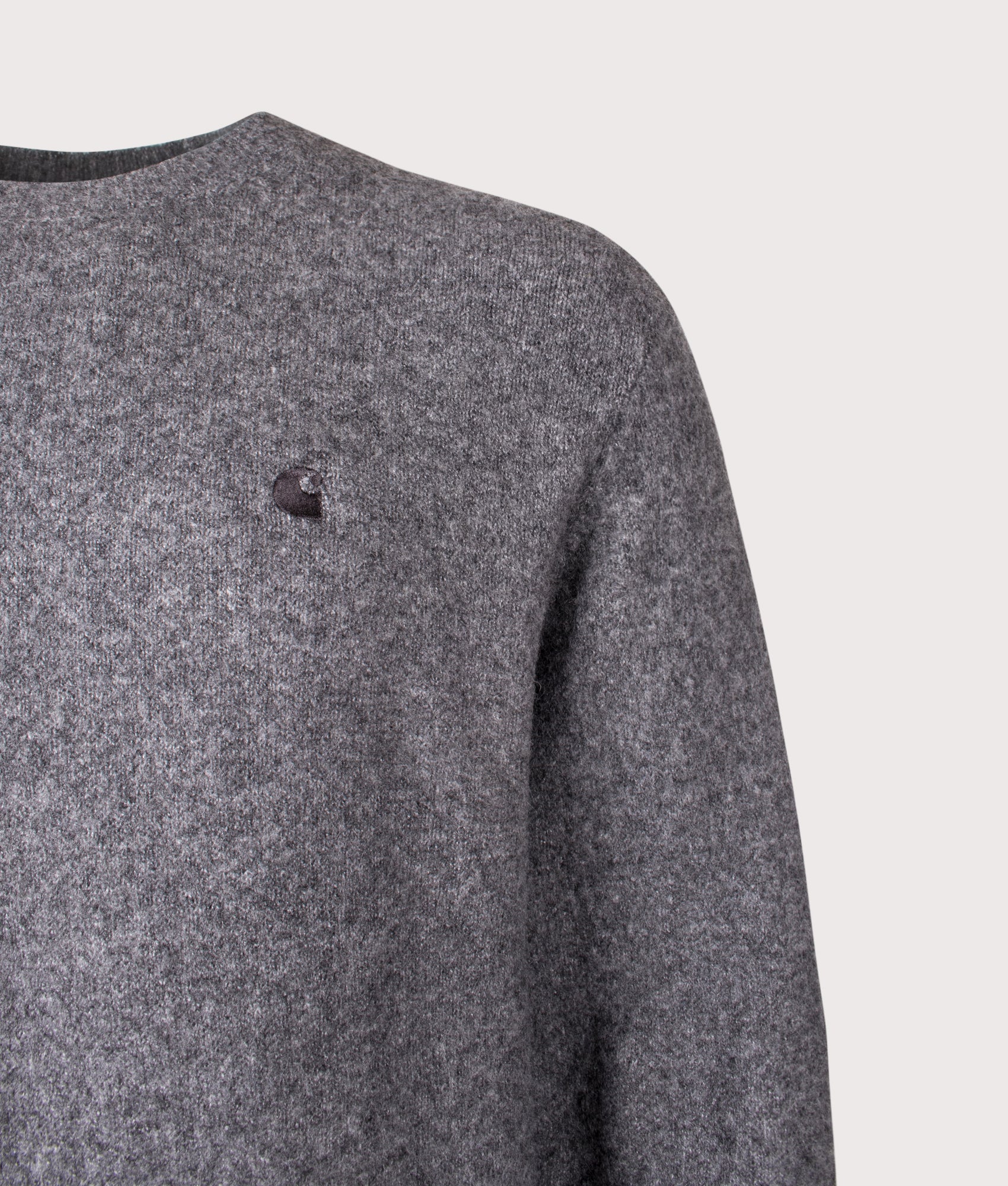 Relaxed Fit Curtis Jumper by Carhartt WIP in Tangled Graphite. Shot by EQVVS. Detail shot.