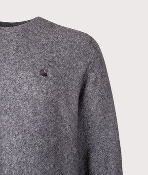 Relaxed Fit Curtis Jumper by Carhartt WIP in Tangled Graphite. Shot by EQVVS. Detail shot.