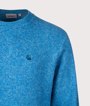 Relaxed Fit Curtis Jumper in Tangled Angelite | Carhartt WIP | Shot at EQVVS | Front detail shot 