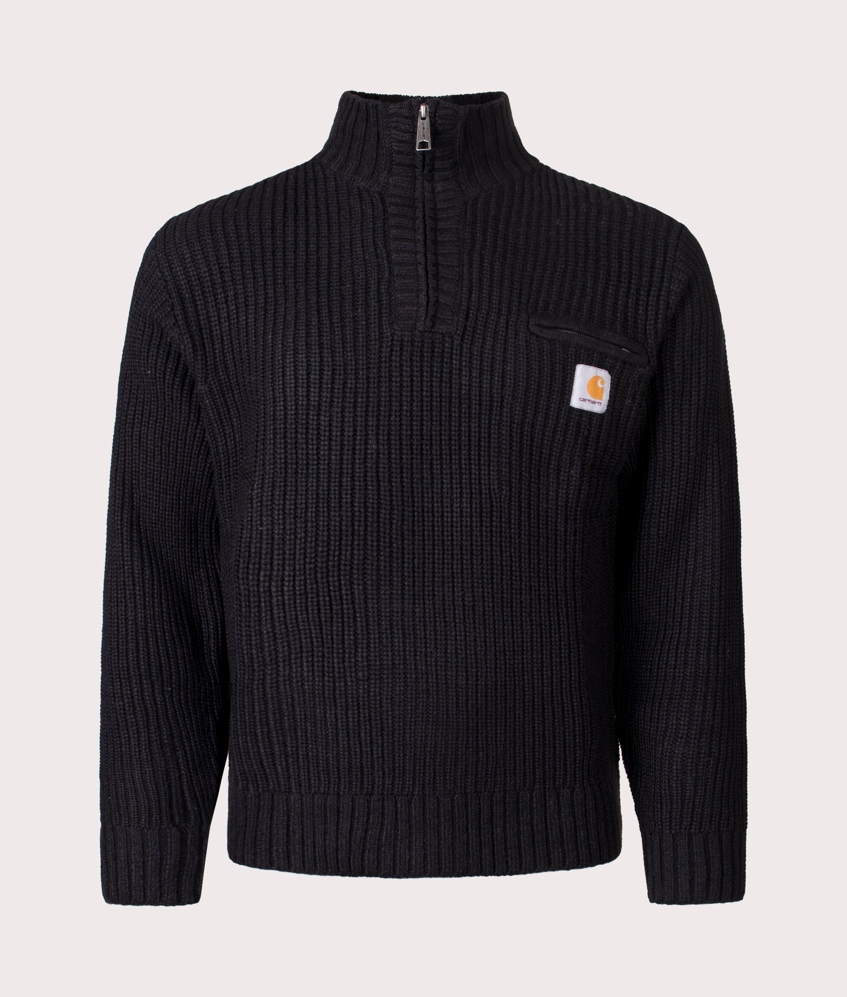 Detroit Quarter Zip Sweatshirt in Black | Carhartt WIP | EQVVS | Front shot 