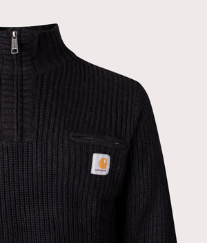 Detroit Quarter Zip Sweatshirt in Black | Carhartt WIP | EQVVS | Detail shot 