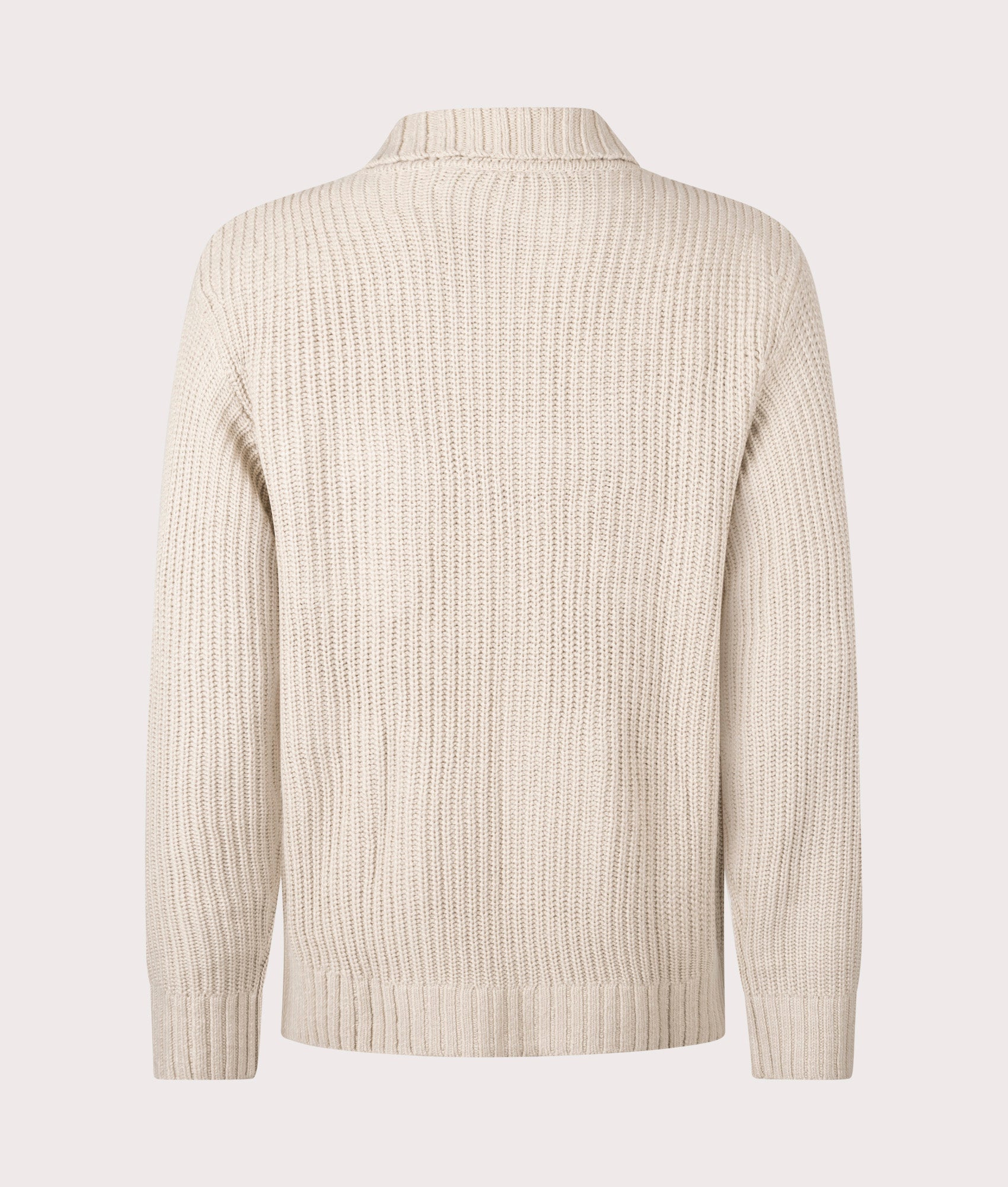 Carhartt WIP Chore Knit Jacket in Fleur De Sel at EQVVS Menswear. Back shot.