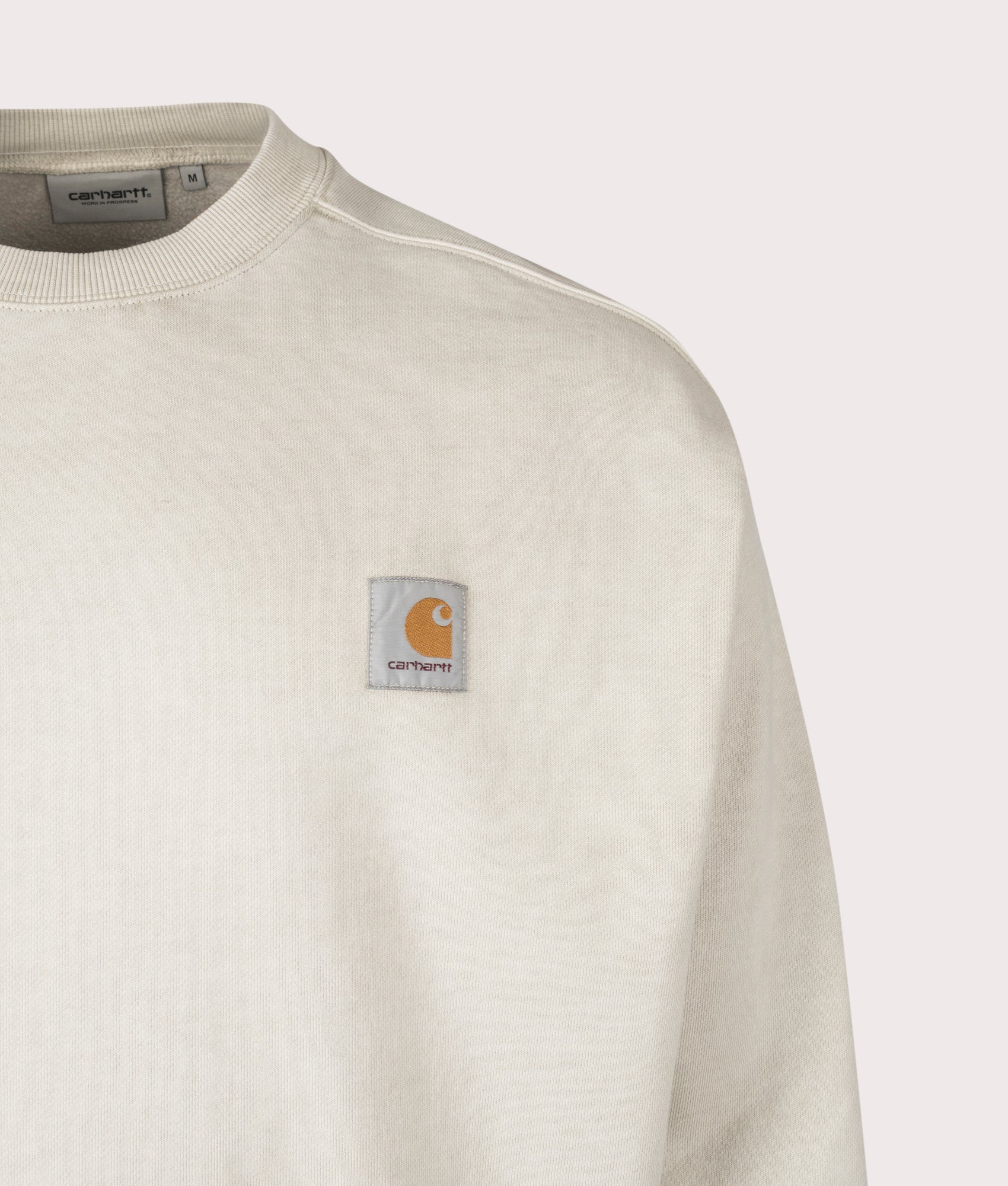 Carhartt WIP Oversized Vista Sweatshirt in Fleur De Sel at EQVVS Menswear. Detail shot.