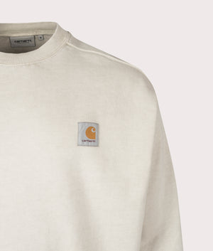 Carhartt WIP Oversized Vista Sweatshirt in Fleur De Sel at EQVVS Menswear. Detail shot.