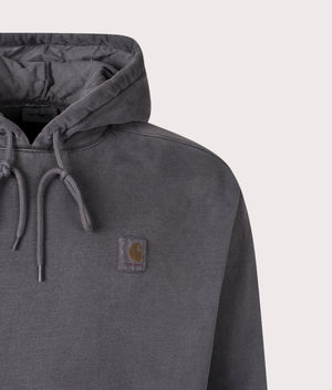 Carhartt WIP The Hooded Vista Sweatshirt in Black at EQVVS Menswear. Detail shot.