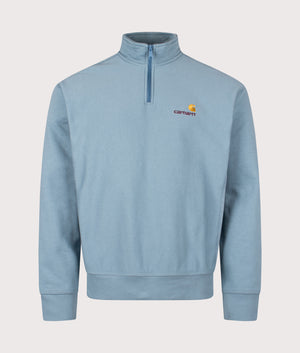 Relaxed Fit Quarter Zip American Script Sweatshirt in Citadel | Carhartt WIP | EQVVS | Front shot 