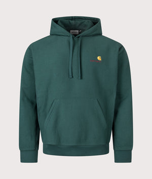 Relaxed Fit American Script Hoodie in Dark Fir | Carhartt WIP | EQVVS | Front shot 