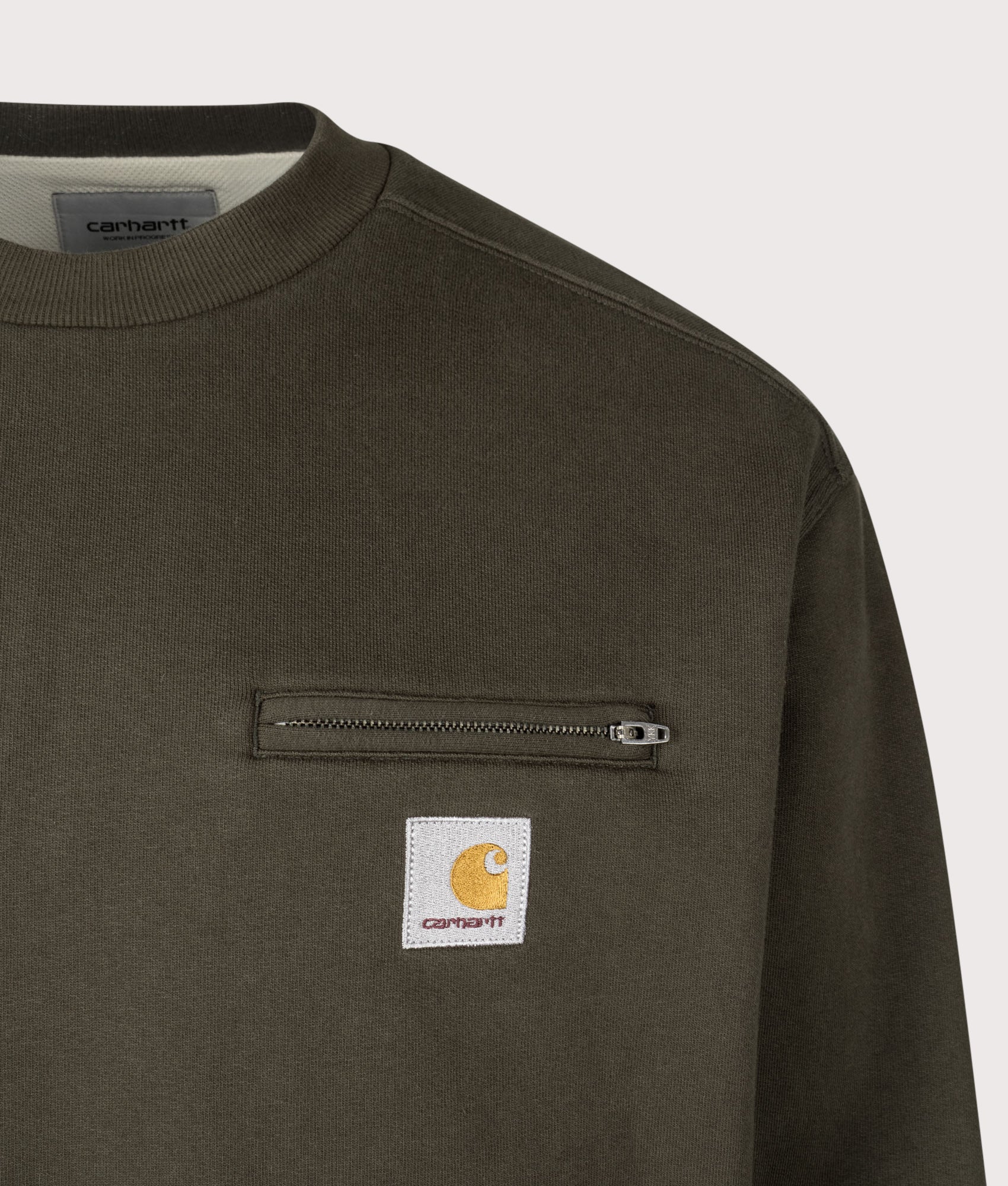 Oversized Detroit Sweatshirt in Olive | Carhartt WIP | EQVVS | Front detail shot 