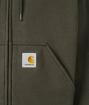 Oversized Active Sweat Jacket by Carhartt WIP in Olive. Shot by EQVVS> Detail shot.