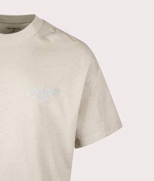 Relaxed Fit Signature Script T-Shirt by Carhartt WIP in Fluer De Sel. Shot by EQVVS. Detail shot.