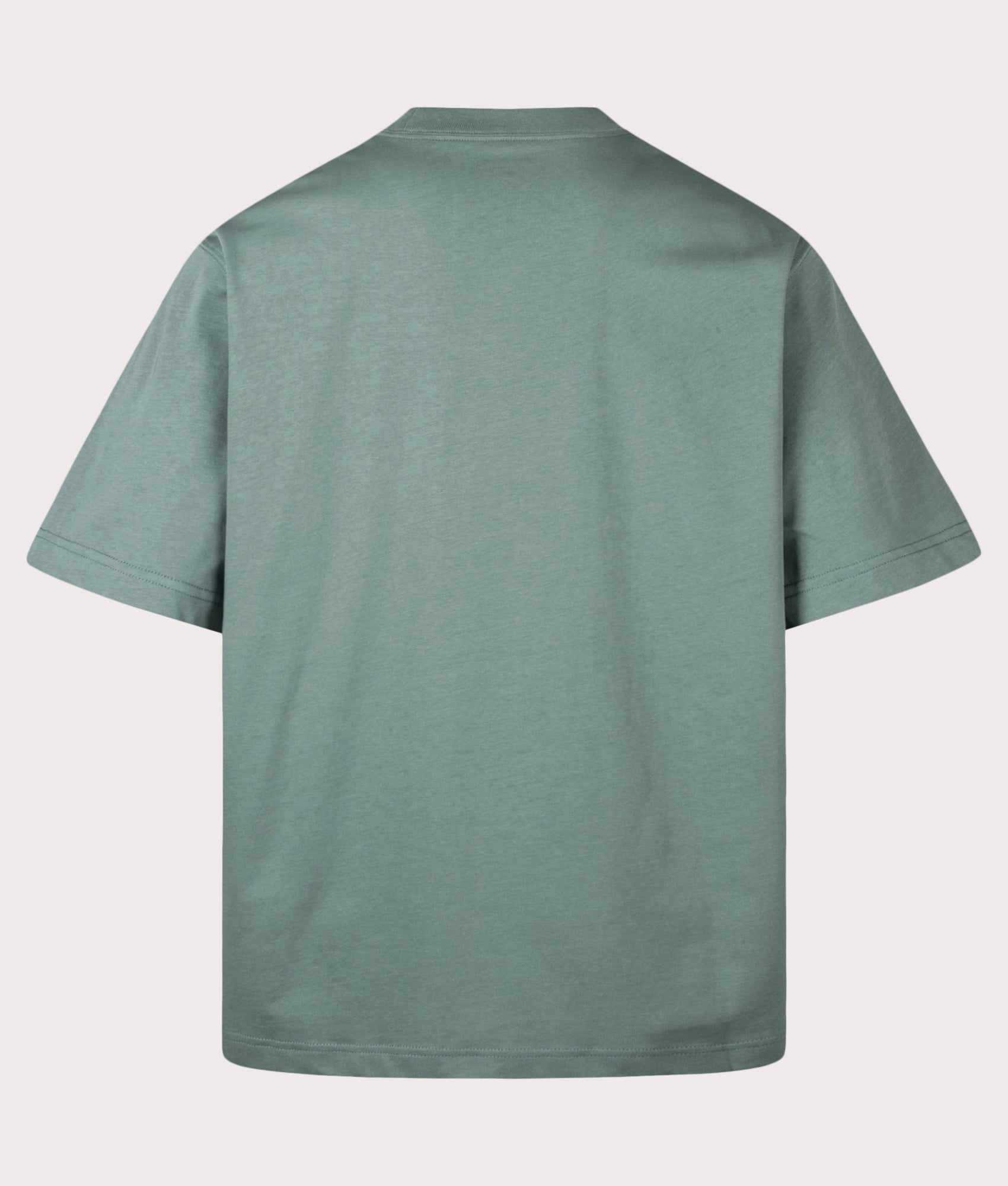 Carhartt WIP Boxy Loose Fit Signature Script T-Shirt in Silver Pine/Jupiter at EQVVS Menswear. Back shot.